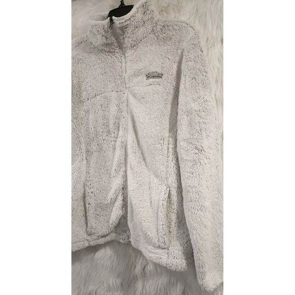 Columbia Women's Cloudy Day Full Zip Fleece Jacket Size Large White/Grey - Picture 3 of 7